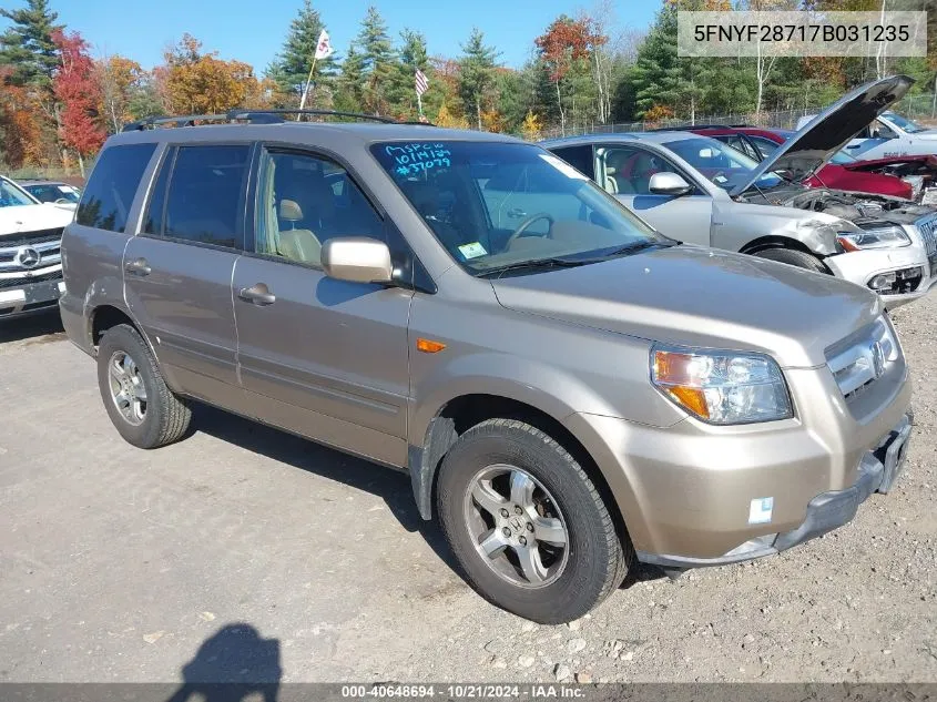 2007 Honda Pilot Exl VIN: 5FNYF28717B031235 Lot: 40648694