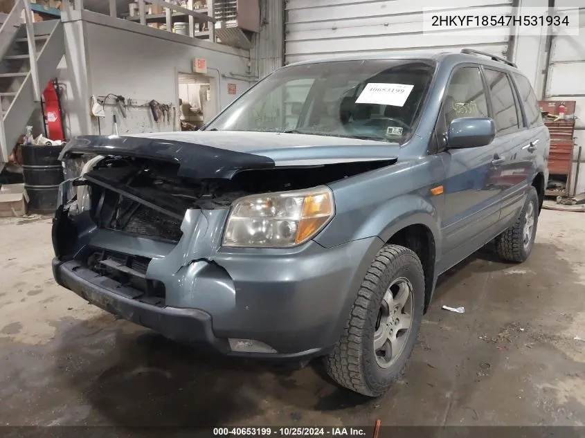 2HKYF18547H531934 2007 Honda Pilot Ex-L