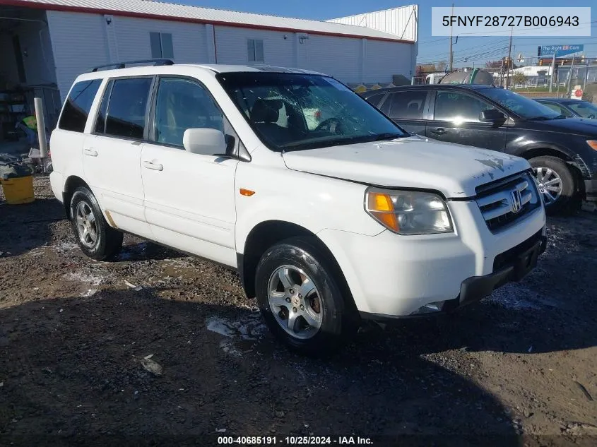 2007 Honda Pilot Ex-L VIN: 5FNYF28727B006943 Lot: 40685191