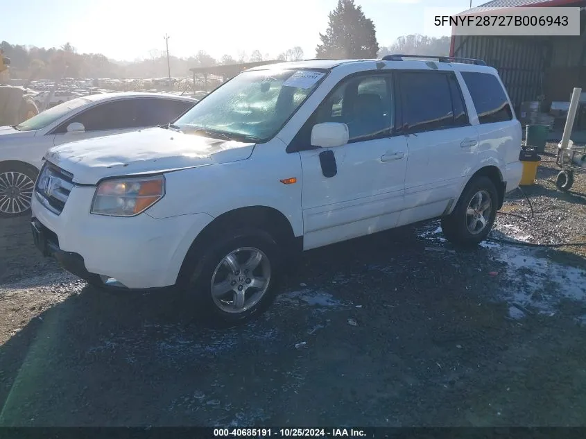 2007 Honda Pilot Ex-L VIN: 5FNYF28727B006943 Lot: 40685191