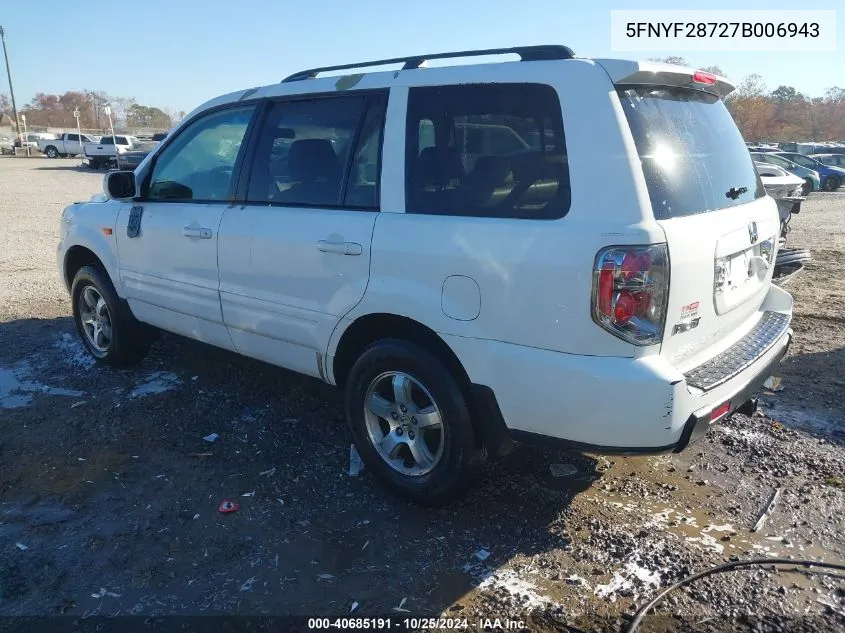 2007 Honda Pilot Ex-L VIN: 5FNYF28727B006943 Lot: 40685191