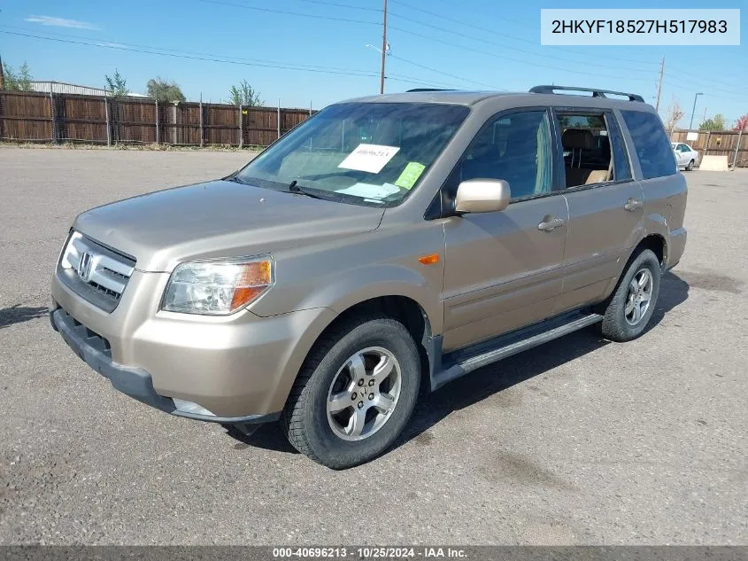 2HKYF18527H517983 2007 Honda Pilot Ex-L