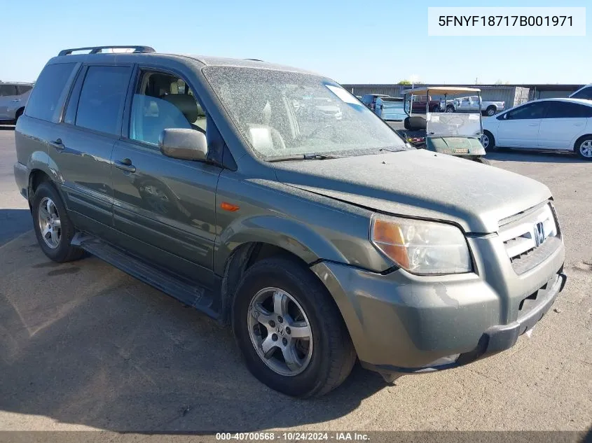 2007 Honda Pilot Ex-L VIN: 5FNYF18717B001971 Lot: 40700568