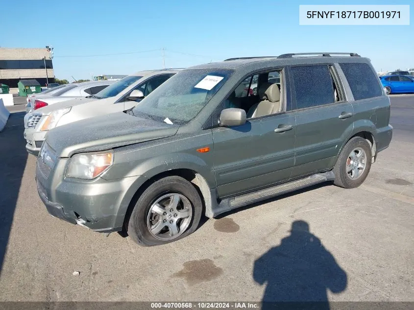 2007 Honda Pilot Ex-L VIN: 5FNYF18717B001971 Lot: 40700568