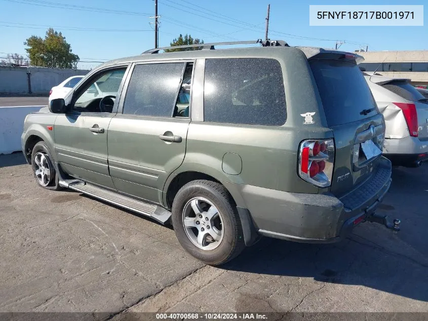 2007 Honda Pilot Ex-L VIN: 5FNYF18717B001971 Lot: 40700568