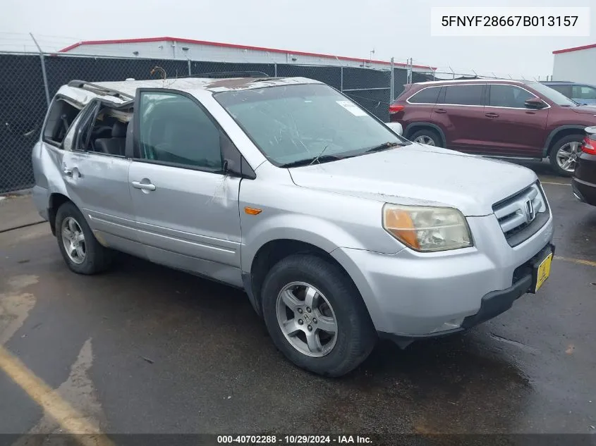 2007 Honda Pilot Ex-L VIN: 5FNYF28667B013157 Lot: 40702288