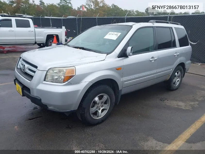 2007 Honda Pilot Ex-L VIN: 5FNYF28667B013157 Lot: 40702288