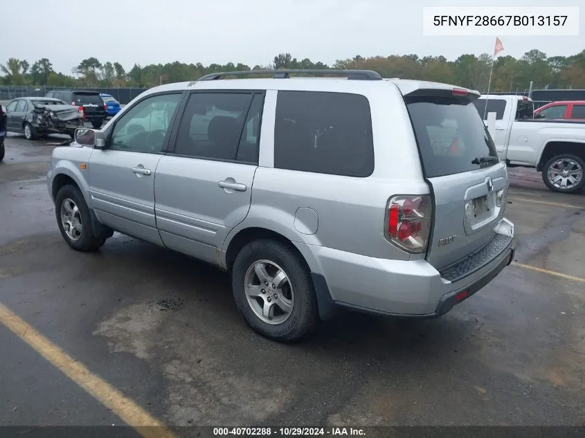 2007 Honda Pilot Ex-L VIN: 5FNYF28667B013157 Lot: 40702288