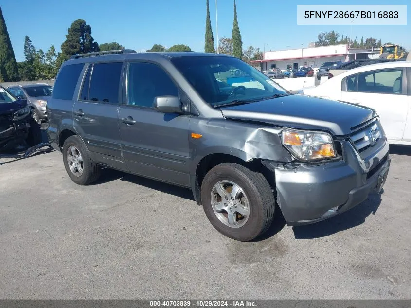 2007 Honda Pilot Ex-L VIN: 5FNYF28667B016883 Lot: 40703839