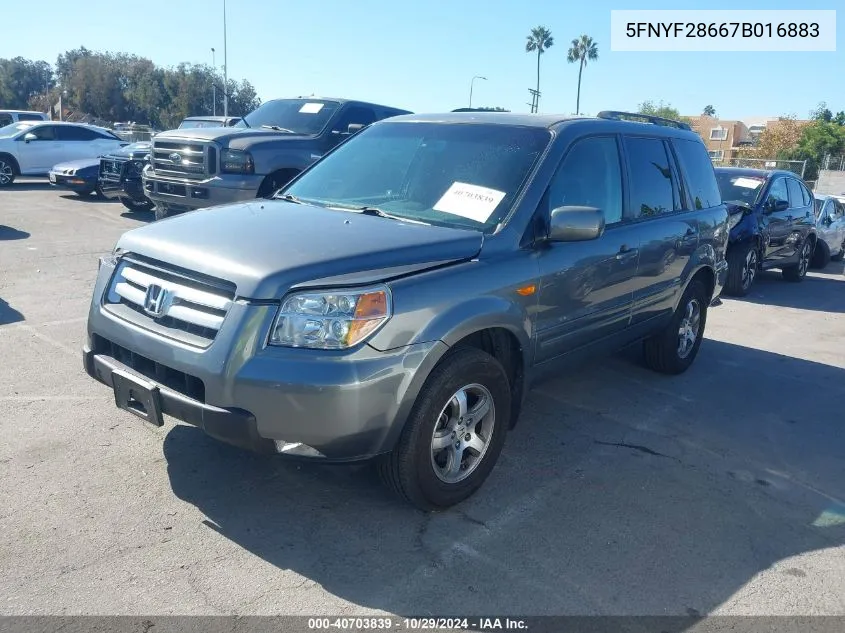 2007 Honda Pilot Ex-L VIN: 5FNYF28667B016883 Lot: 40703839