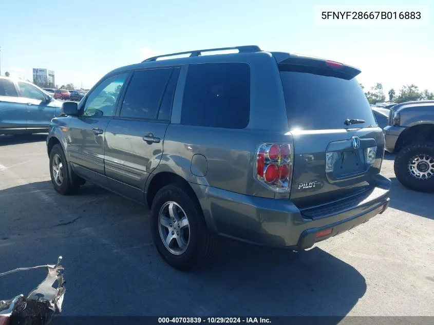 2007 Honda Pilot Ex-L VIN: 5FNYF28667B016883 Lot: 40703839