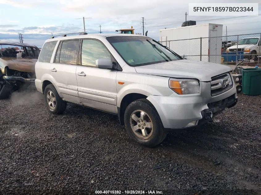 2007 Honda Pilot Ex-L VIN: 5FNYF18597B023344 Lot: 40715392