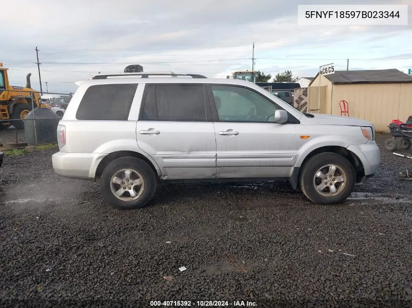 2007 Honda Pilot Ex-L VIN: 5FNYF18597B023344 Lot: 40715392