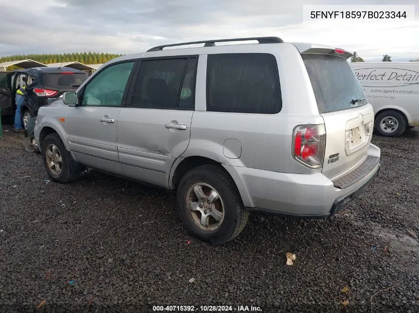 2007 Honda Pilot Ex-L VIN: 5FNYF18597B023344 Lot: 40715392