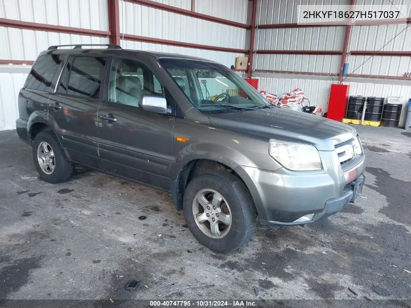 2007 Honda Pilot Ex-L VIN: 2HKYF18627H517037 Lot: 40747795