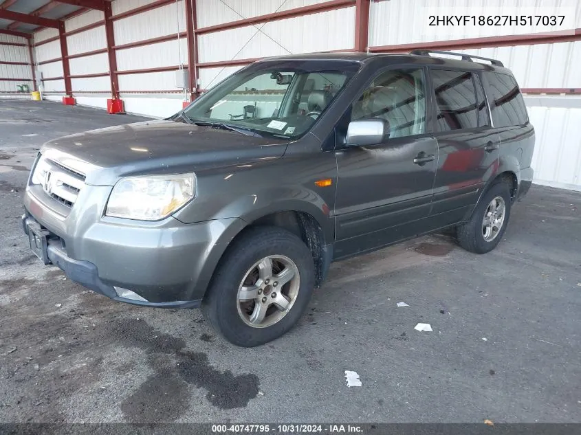 2007 Honda Pilot Ex-L VIN: 2HKYF18627H517037 Lot: 40747795