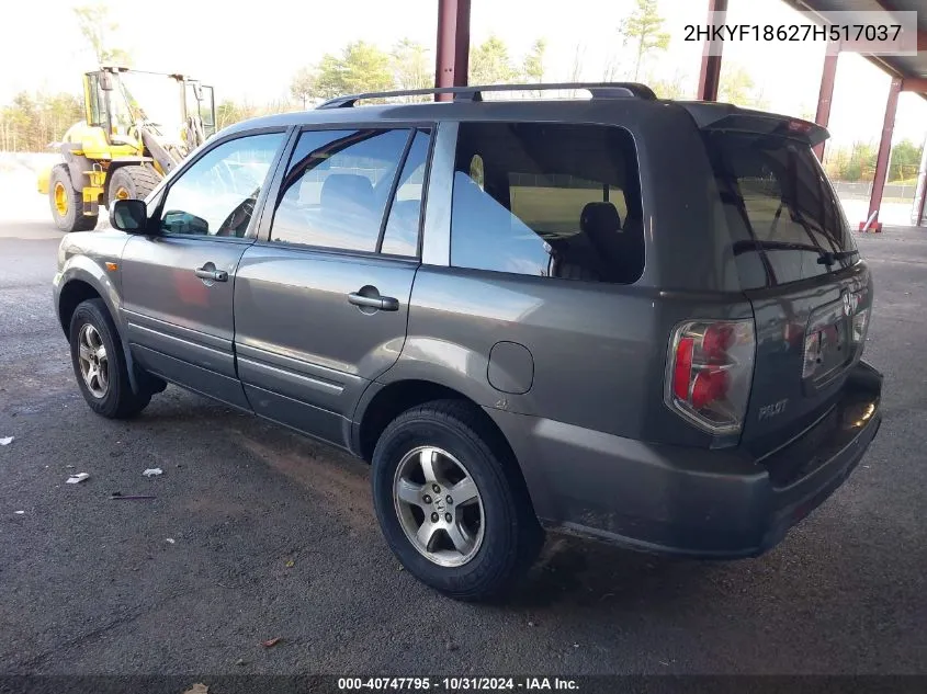 2007 Honda Pilot Ex-L VIN: 2HKYF18627H517037 Lot: 40747795