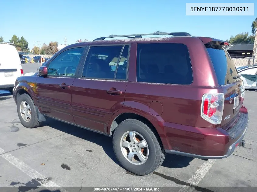 2007 Honda Pilot Ex-L VIN: 5FNYF18777B030911 Lot: 40787447