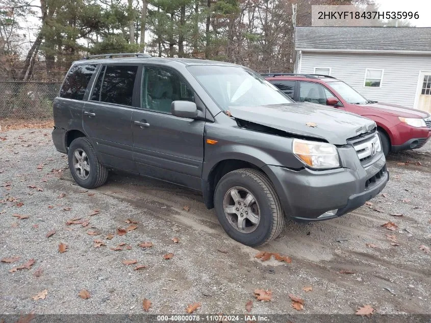 2007 Honda Pilot Ex VIN: 2HKYF18437H535996 Lot: 40800078