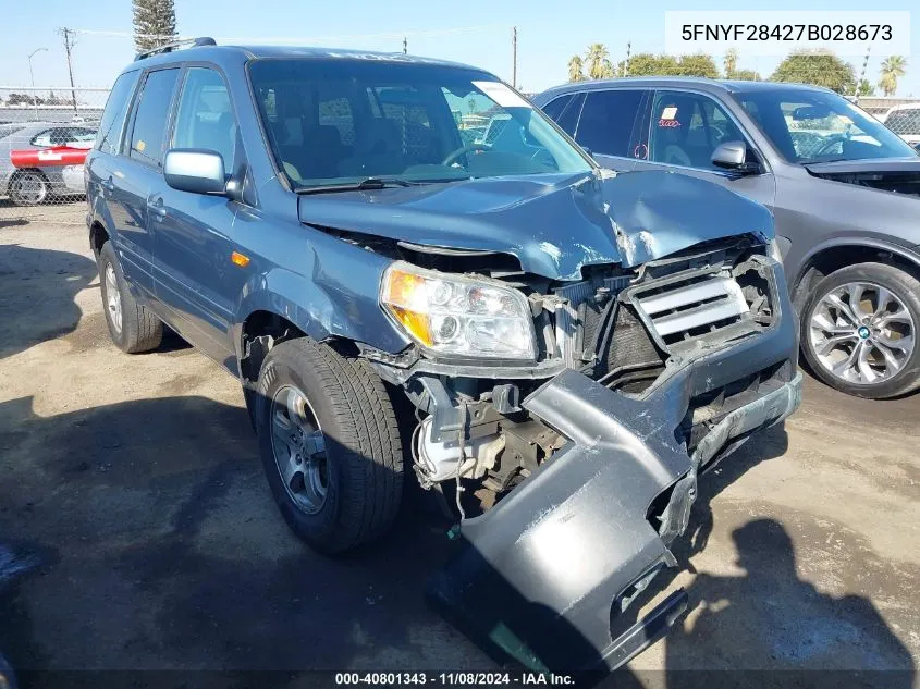 2007 Honda Pilot Ex VIN: 5FNYF28427B028673 Lot: 40801343