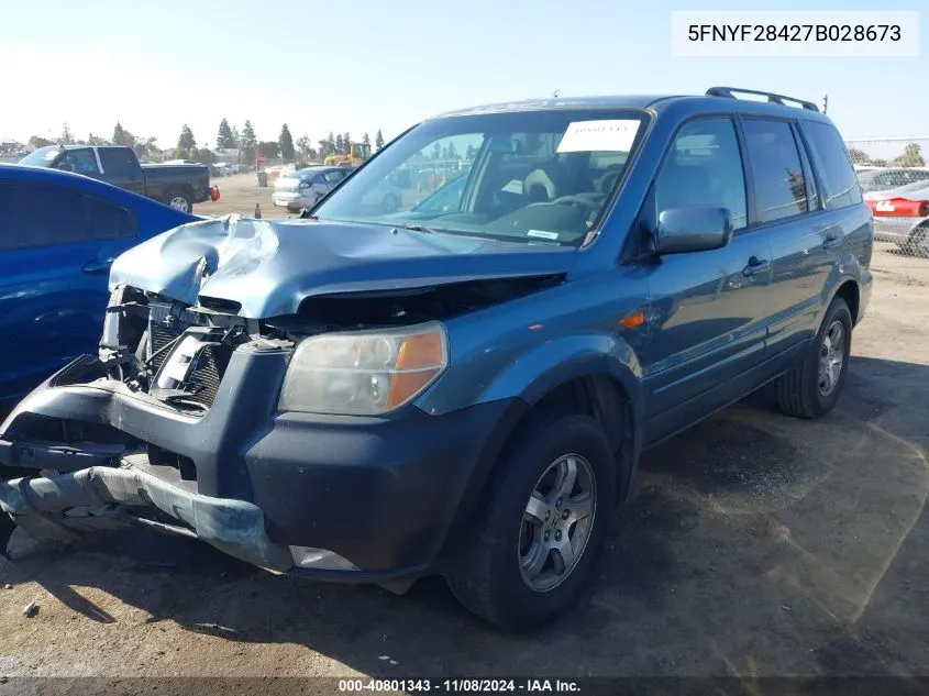 2007 Honda Pilot Ex VIN: 5FNYF28427B028673 Lot: 40801343