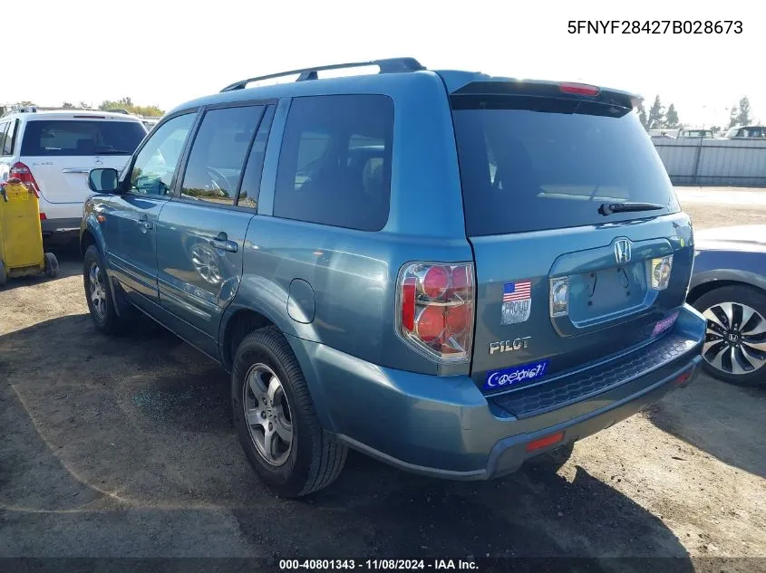 2007 Honda Pilot Ex VIN: 5FNYF28427B028673 Lot: 40801343