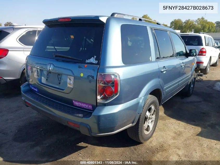 2007 Honda Pilot Ex VIN: 5FNYF28427B028673 Lot: 40801343