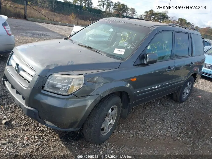 2007 Honda Pilot Ex-L VIN: 2HKYF18697H524213 Lot: 40805378