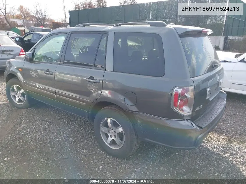 2007 Honda Pilot Ex-L VIN: 2HKYF18697H524213 Lot: 40805378