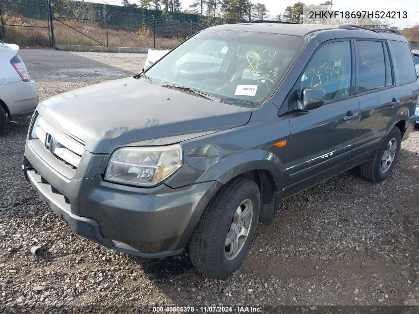 2007 Honda Pilot Ex-L VIN: 2HKYF18697H524213 Lot: 40805378