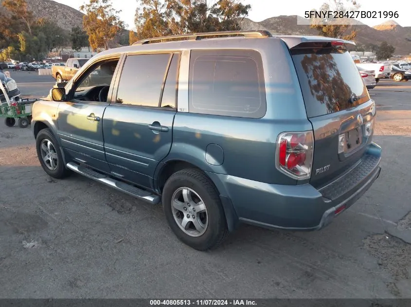 2007 Honda Pilot Ex VIN: 5FNYF28427B021996 Lot: 40805513