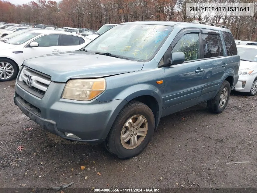 2007 Honda Pilot Ex VIN: 2HKYF18417H531641 Lot: 40805656