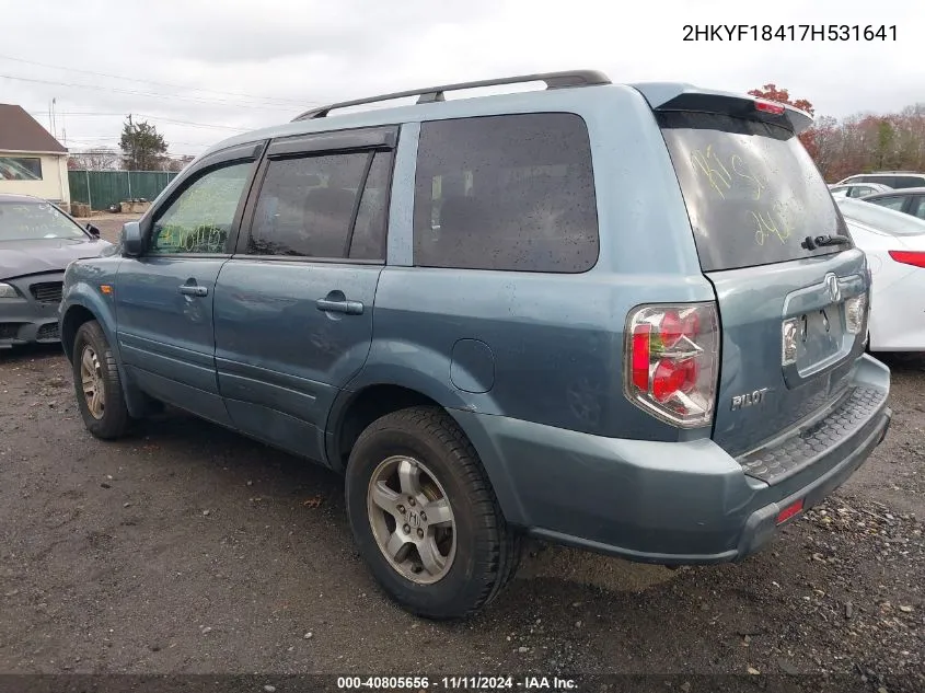 2007 Honda Pilot Ex VIN: 2HKYF18417H531641 Lot: 40805656