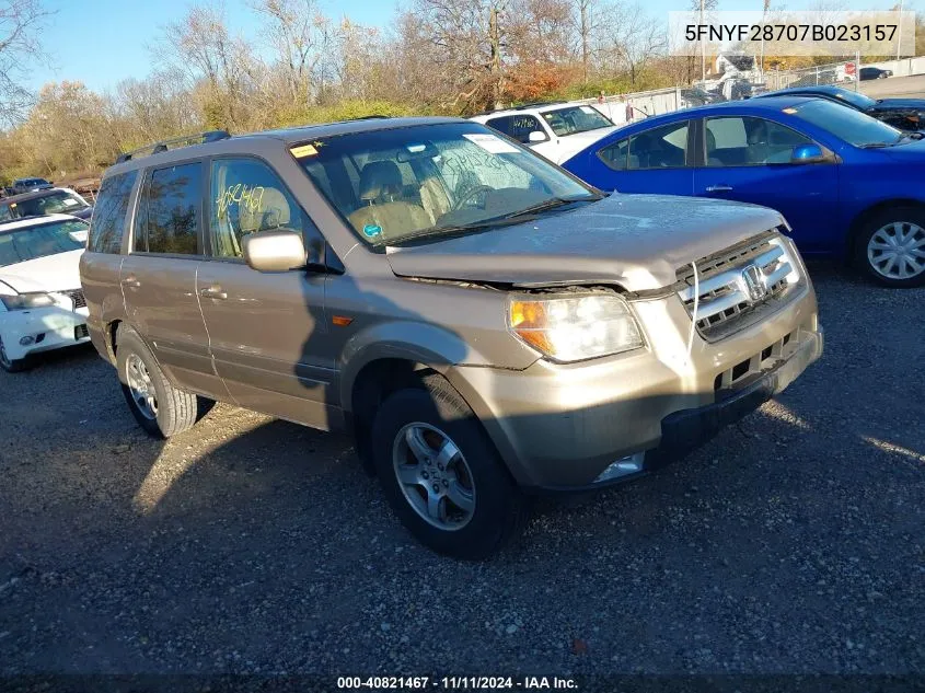 2007 Honda Pilot Exl VIN: 5FNYF28707B023157 Lot: 40821467