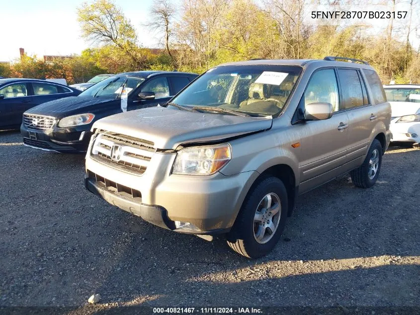 2007 Honda Pilot Exl VIN: 5FNYF28707B023157 Lot: 40821467