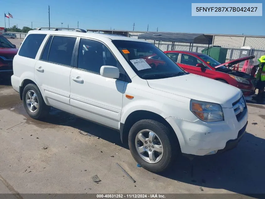 2007 Honda Pilot Ex-L VIN: 5FNYF287X7B042427 Lot: 40831252