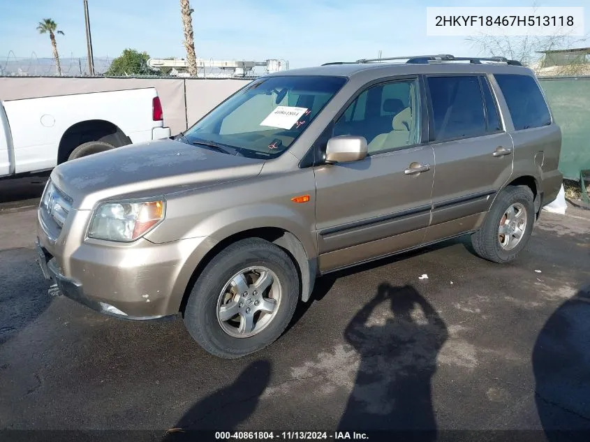 2HKYF18467H513118 2007 Honda Pilot Ex