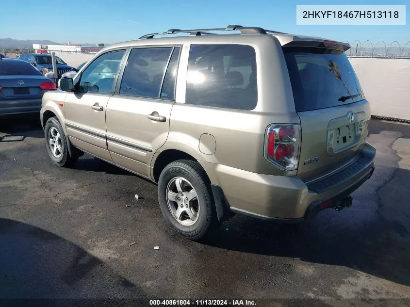 2HKYF18467H513118 2007 Honda Pilot Ex