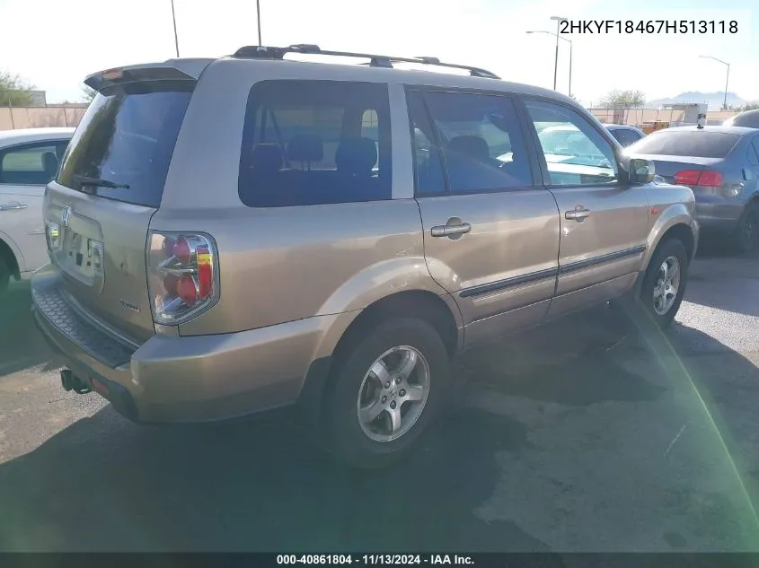 2HKYF18467H513118 2007 Honda Pilot Ex