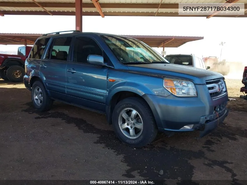 2007 Honda Pilot Ex-L VIN: 5FNYF28717B034300 Lot: 40867414