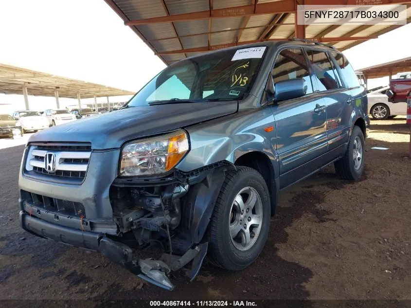 2007 Honda Pilot Ex-L VIN: 5FNYF28717B034300 Lot: 40867414