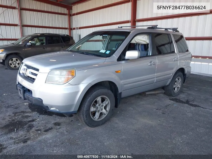 2007 Honda Pilot Ex VIN: 5FNYF28477B036624 Lot: 40877530