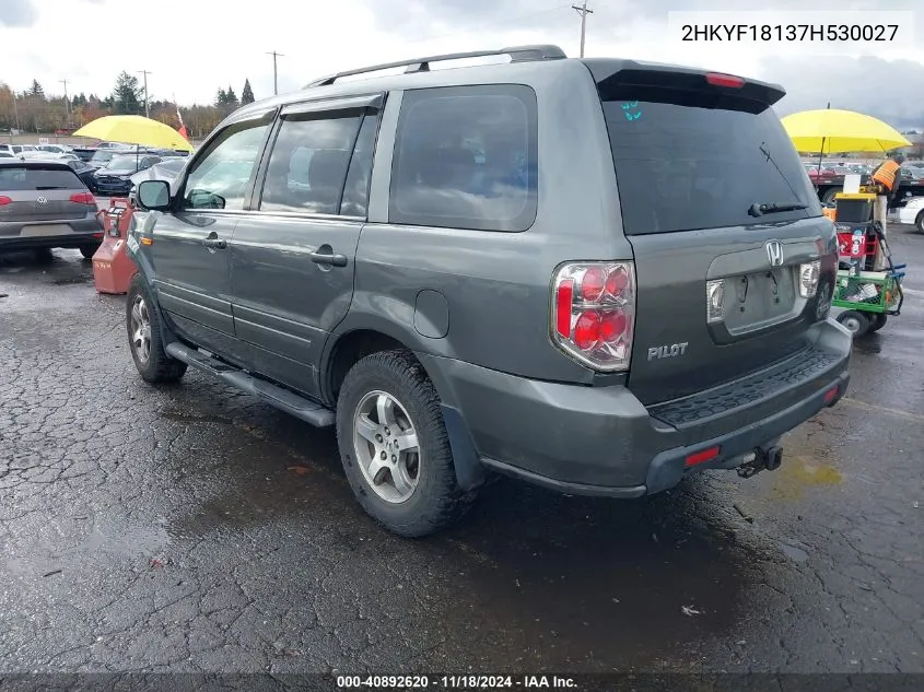 2007 Honda Pilot Lx VIN: 2HKYF18137H530027 Lot: 40892620