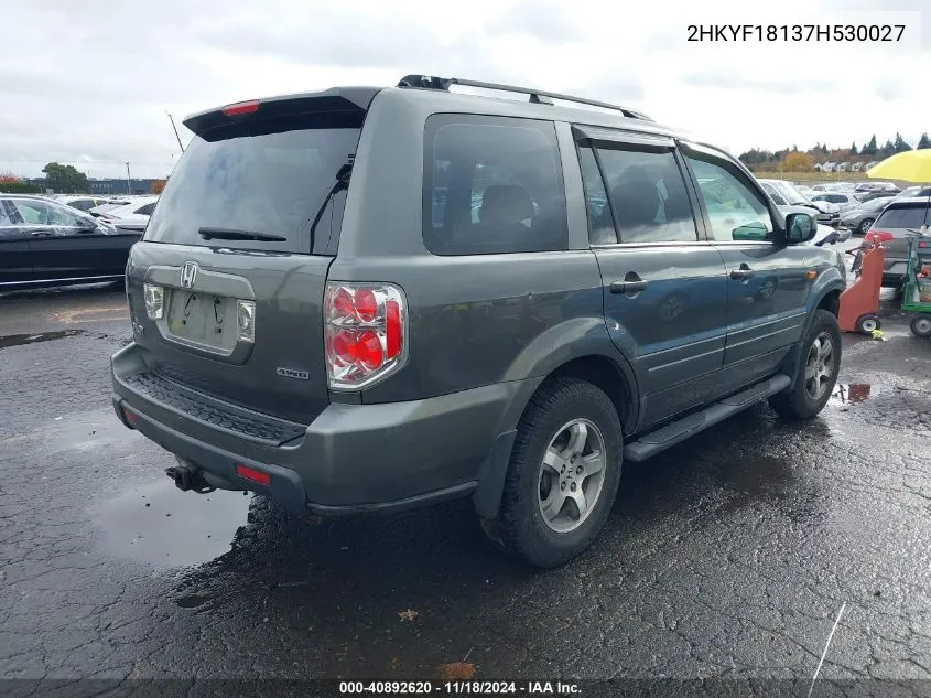 2007 Honda Pilot Lx VIN: 2HKYF18137H530027 Lot: 40892620