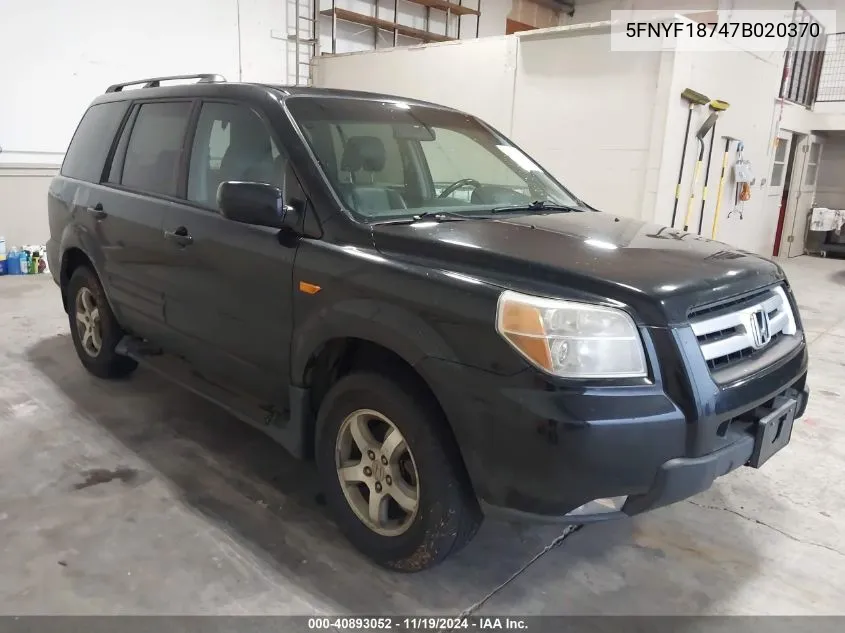 2007 Honda Pilot Ex-L VIN: 5FNYF18747B020370 Lot: 40893052