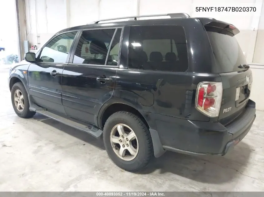 2007 Honda Pilot Ex-L VIN: 5FNYF18747B020370 Lot: 40893052