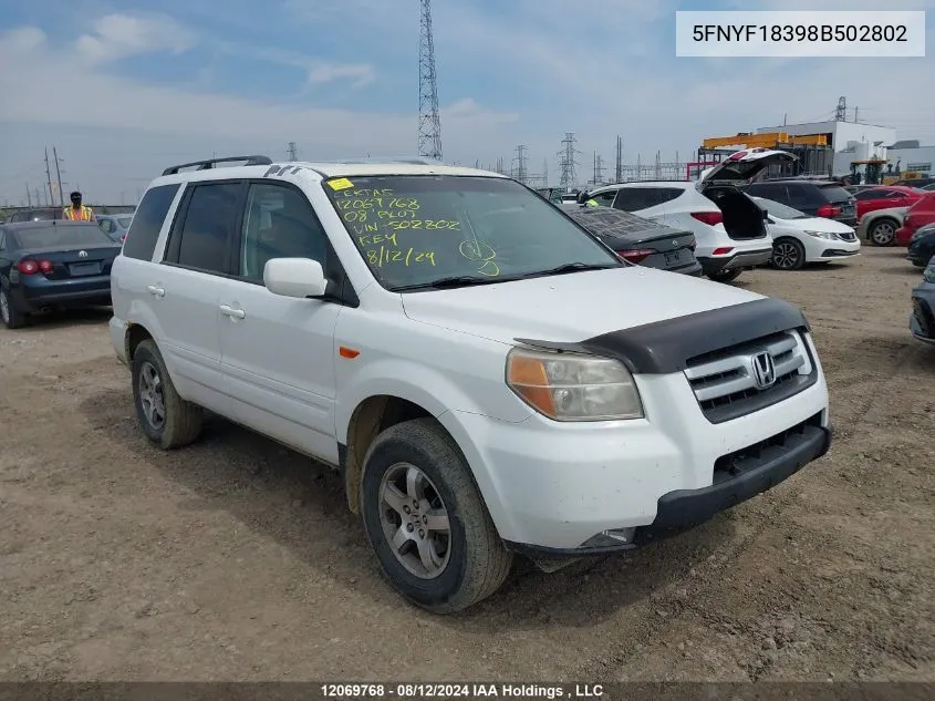 5FNYF18398B502802 2008 Honda Pilot