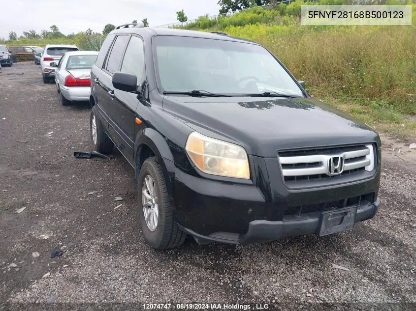 5FNYF28168B500123 2008 Honda Pilot Lx