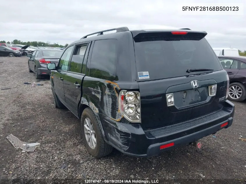 5FNYF28168B500123 2008 Honda Pilot Lx