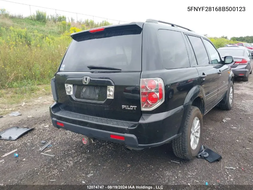 5FNYF28168B500123 2008 Honda Pilot Lx